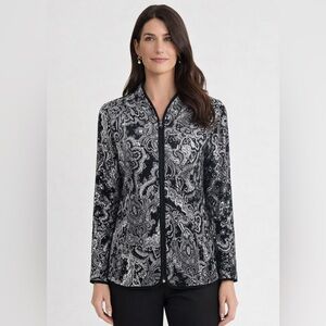 MSK Paisley Long Sleeve Zip-Up Blazer
